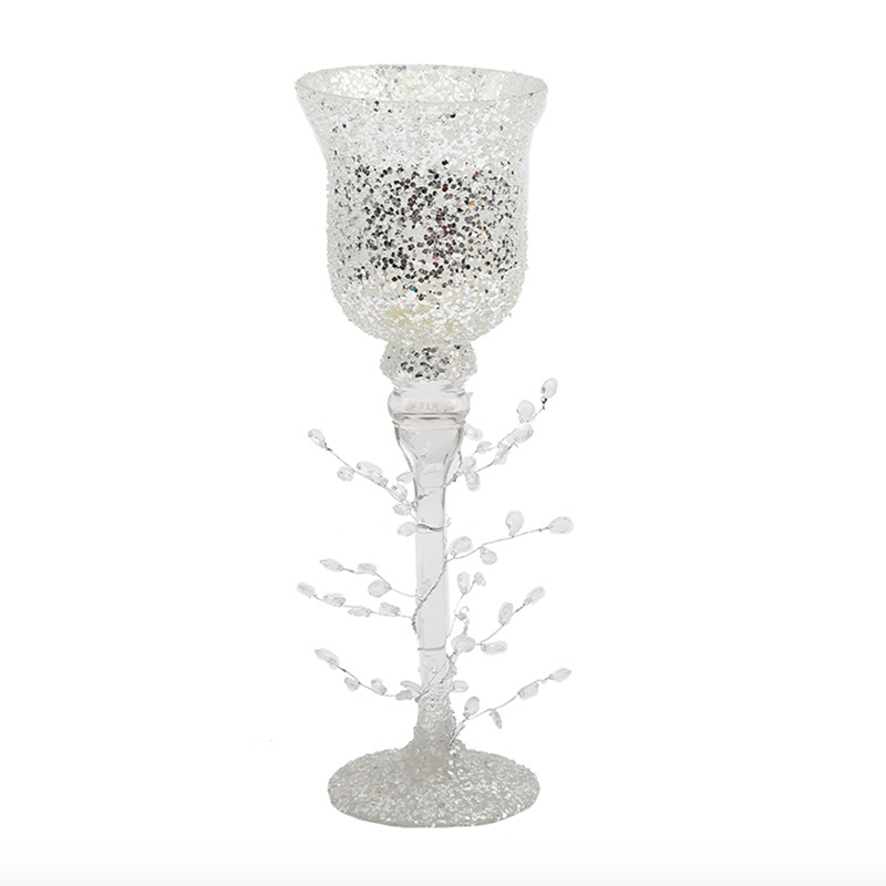 Crystal Vine Goblet Trio – Silver Frost Elegance