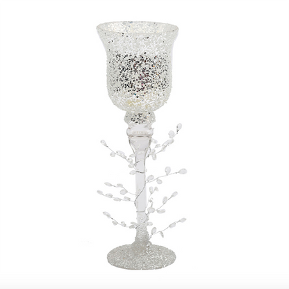 Crystal Vine Goblet Trio – Silver Frost Elegance