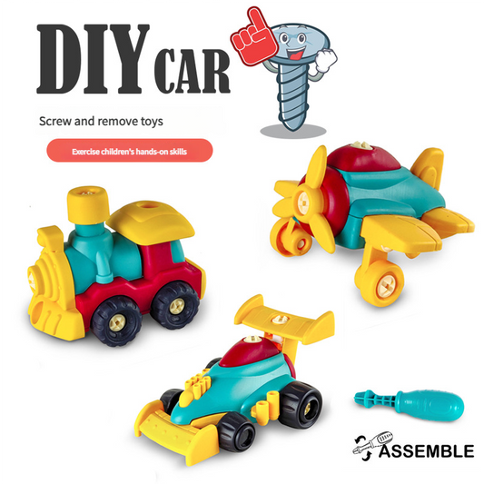 DIY Screw & Remove Car Set – Train, Plane & Racer Toys