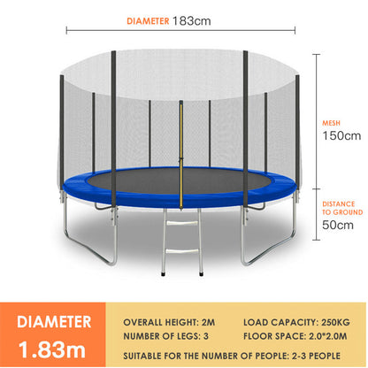 Trampoline with Ladder – 183m & 244m Round Models