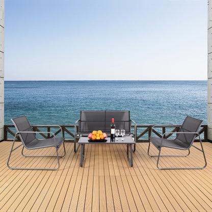 4-Piece Patio Furniture Set – Modern Outdoor Sofa & Table