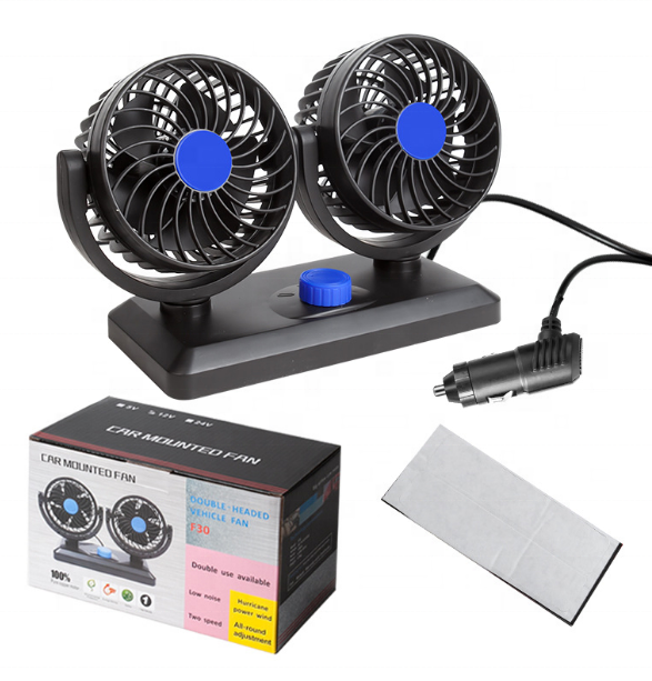 USB Dual 4-Inch Car Fan – 100% Pure Copper Motor