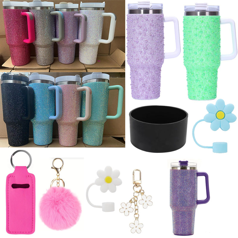 Premium Rhinestone Tumbler with Handle & Straw