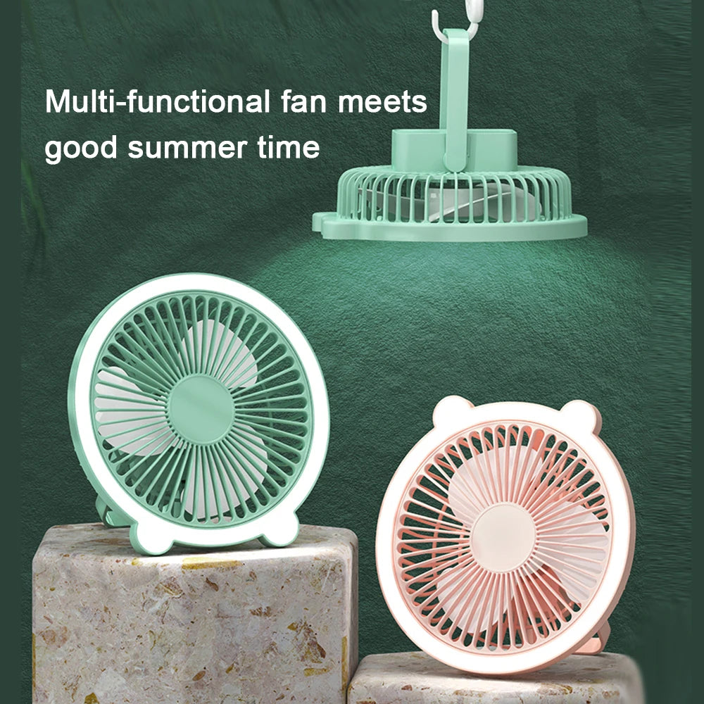 Mini Fan with Led Night Light Usb Rechargeable