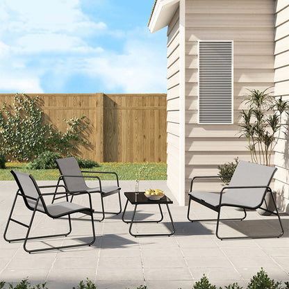 4-Piece Patio Furniture Set – Modern Outdoor Sofa & Table