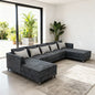 Sydney U-Shape Sectional Sofa - Premium Fabric Corner Suite with Accent Pillows