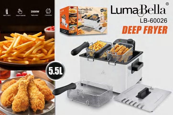 Deep Fryer | 5.5L Capacity | 2000W | Triple Basket | Easy Operation
