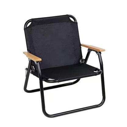 Foldable Camping Chair with Wooden Armrests