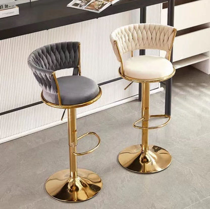 Luxury Velvet Bar Stool with Gold Base
