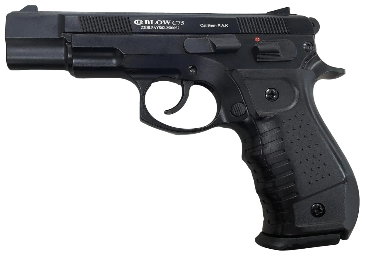 BLOW C75 9mm P.A.K. Blank Pistol – Compact Semi-Automatic Replica for Training,