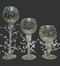 Crystal Vine Goblet Trio – Silver Frost Elegance