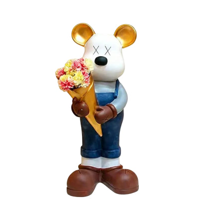 Mouse with Flower Bouquet - Romantic Art Figurine Gift