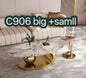 Coffee Table Set C906 - Marble Top with Gold Sculptural Bases - Big + Small