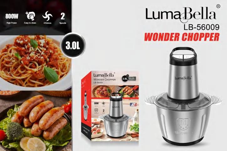 Wonder Chopper | 800W | 3.0L Capacity | 4 Blades | 2-Speed Control | Stainless Steel
