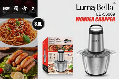 Wonder Chopper | 800W | 3.0L Capacity | 4 Blades | 2-Speed Control | Stainless Steel