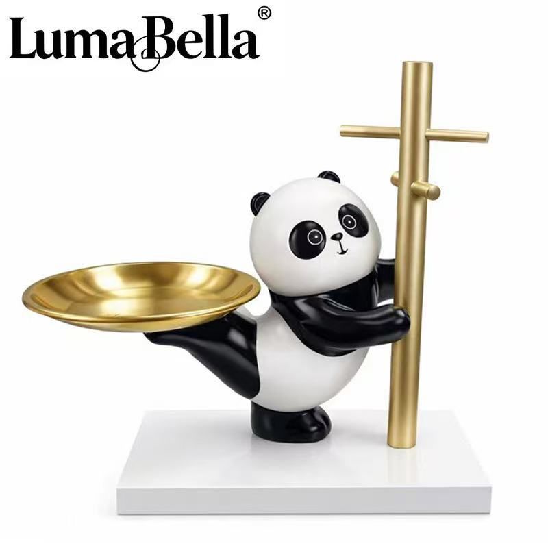 Panda Jewelry Organizer with Gold Tray - Luxury Ring & Accessory Holder