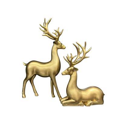 Reindeer Pair Figurine Set - 2-Piece Luxury Deer Decor