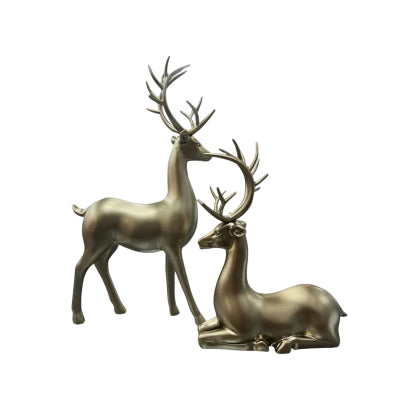 Reindeer Pair Figurine Set - 2-Piece Luxury Deer Decor