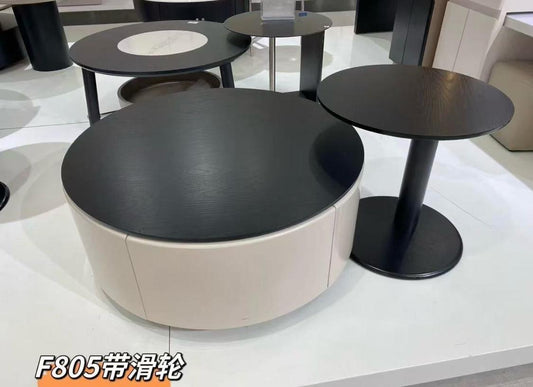 Coffee Table Set F805 - Gray Top with White Storage Base & Black Accent Tables