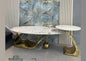 Marble Coffee Table Set - Luxury White Marble Top with Sculptural Black Base