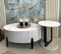 Coffee Table Set 0519 - White Top with Storage & Black Frame Accent Table