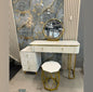Luxury White and Gold Vanity Desk with Mirror - Designer Makeup Table with Storage