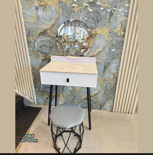 Vanity Table with LED Mirror and Stool 40x60cm - Modern Makeup Desk with Storage