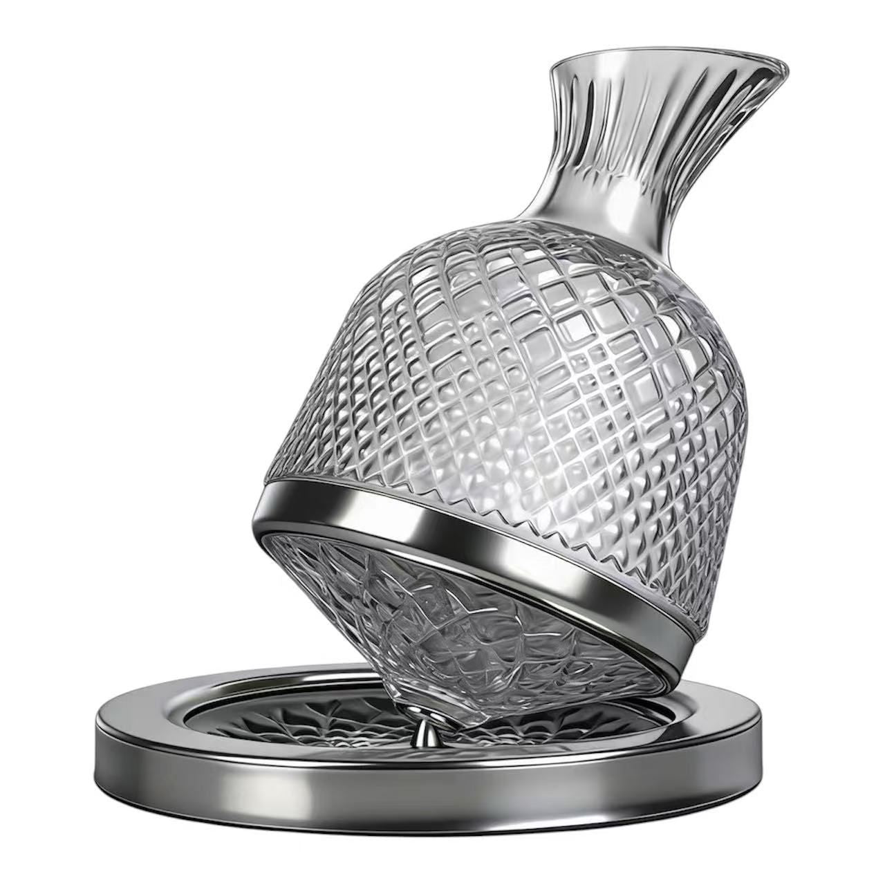Luxury Crystal Glass Decanter Set – Premium Silver Base | Elegant Home Decor Gift