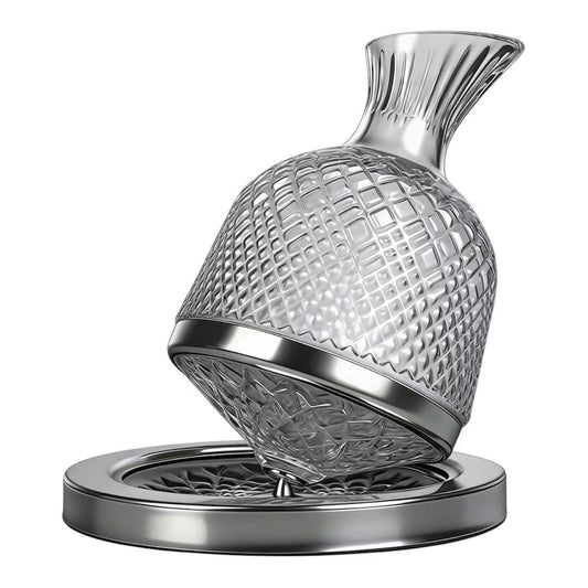 Luxury Crystal Glass Decanter Set – Premium Silver Base | Elegant Home Decor Gift