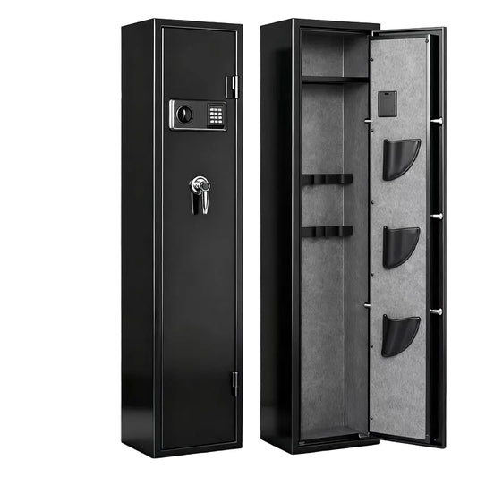 Jortan Gun Safe Cabinet – Digital Keypad & Key Lock | 5-Rifle Steel Security Safe