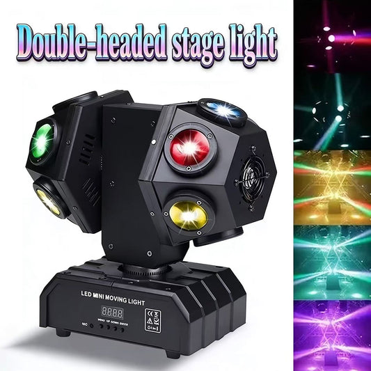 Double-Headed LED Mini Moving Stage Light – 12-Lens RGB Beam DJ Party Club Light