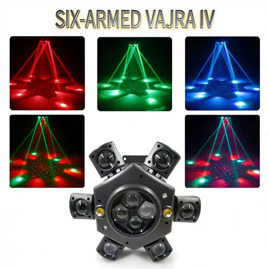 Six-Armed Vajra IV LED Stage Light – 6-Head RGB Beam Spider Light | DJ Club Party Lighting
