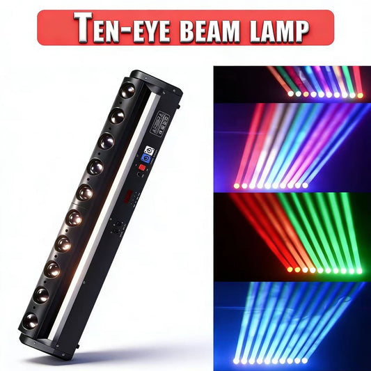 Ten-Eye Beam Lamp – 10-Lens RGB LED Bar Moving Head Stage Light | DJ Club Concert Lighting