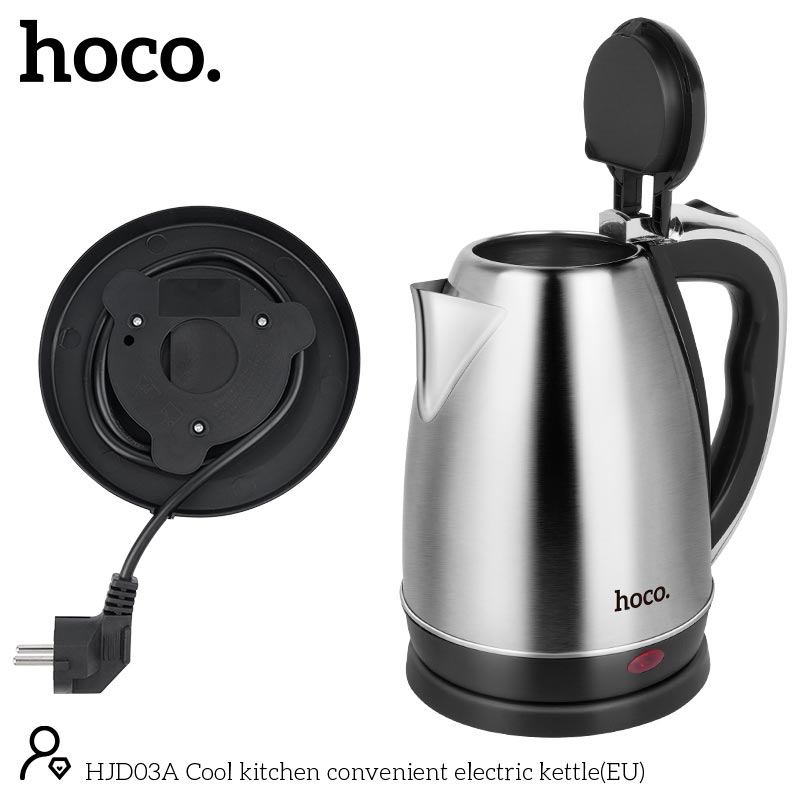 Hoco HJD03A Cool Kitchen Convenient Electric Kettle - 2L Stainless Steel Fast Boil with Auto Shut-Off & Temperature Detection
