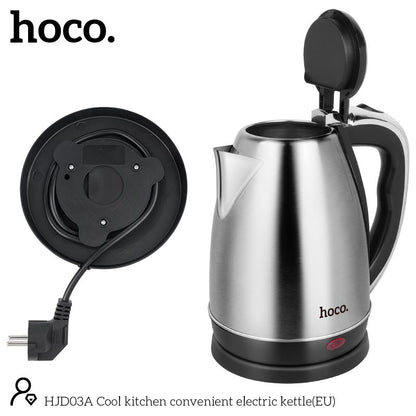 Hoco HJD03A Cool Kitchen Convenient Electric Kettle - 2L Stainless Steel Fast Boil with Auto Shut-Off & Temperature Detection