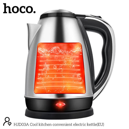Hoco HJD03A Cool Kitchen Convenient Electric Kettle - 2L Stainless Steel Fast Boil with Auto Shut-Off & Temperature Detection