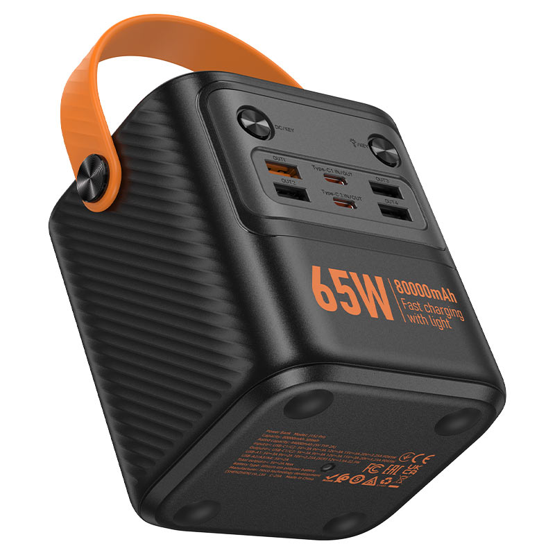 Hoco J152 Pro power bank charging a laptop and smartphone simultaneously