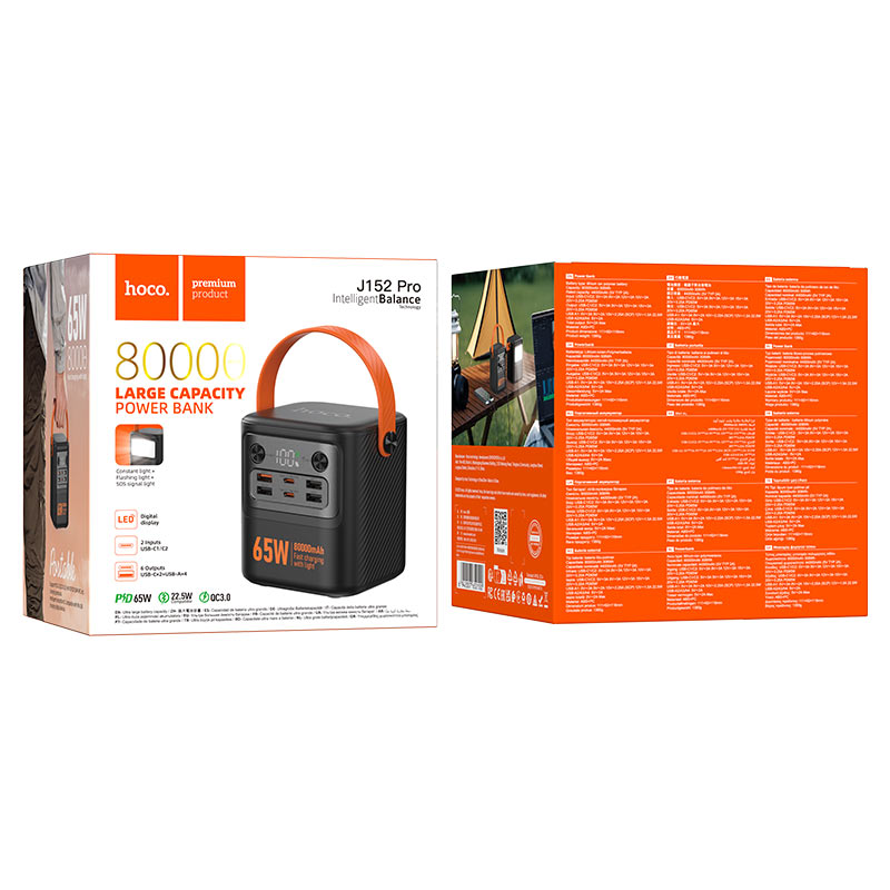 Hoco J152 Pro 80000mAh power bank original packaging box front and back
