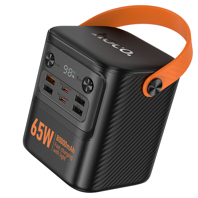 Hoco J152 Pro 80000mAh power bank top view showing all 6 charging ports