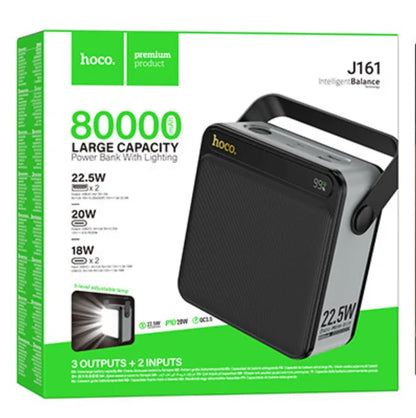 Hoco J161 Power Bank 80,000mAh – 22.5W Fast Charging | LED Display | Built-in Light