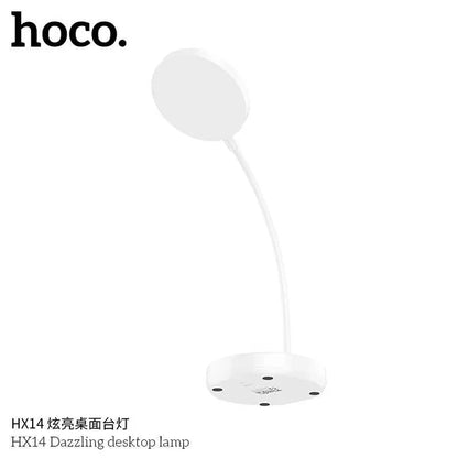Hoco HX14 Dazzling Desktop Lamp with Phone Holder - LED Desk Light with Adjustable Stand
