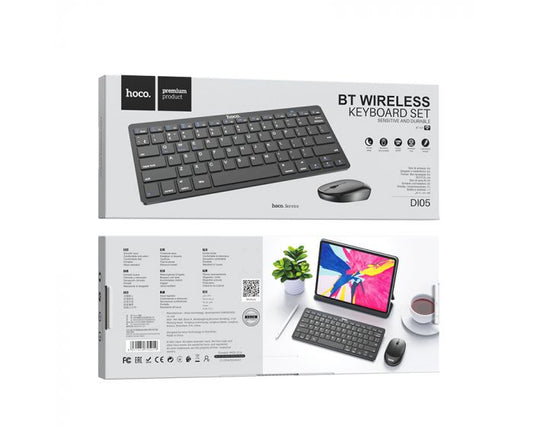 Hoco DI05 Bluetooth Wireless Keyboard and Mouse Set - Ultra-Slim Combo for PC, Mac, Tablet & Phone